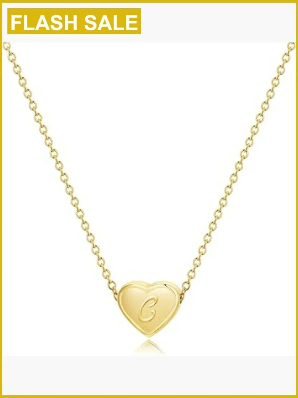 18k Gold Plated Stainless Steel Initial Heart Pendant Necklace